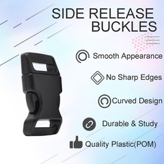 50 Pack 5/8″ Curved Paracord Buckles Clips, Side Release Plastic Buckles for Bra