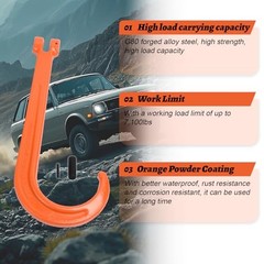 G80 15 Inch J Hook Heavy Duty J Hooks Towing with 7,100 Lbs 2 Pack Orange