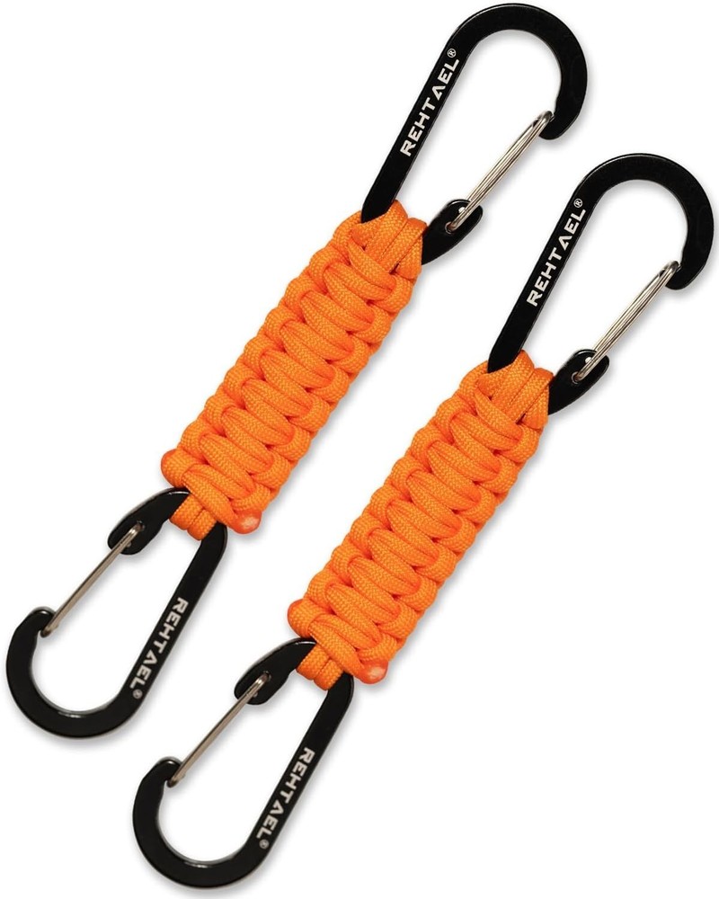 Paracord Braided Carabiner Keychain Lanyard Strap, Hanger Stroller Hook w/2 C…