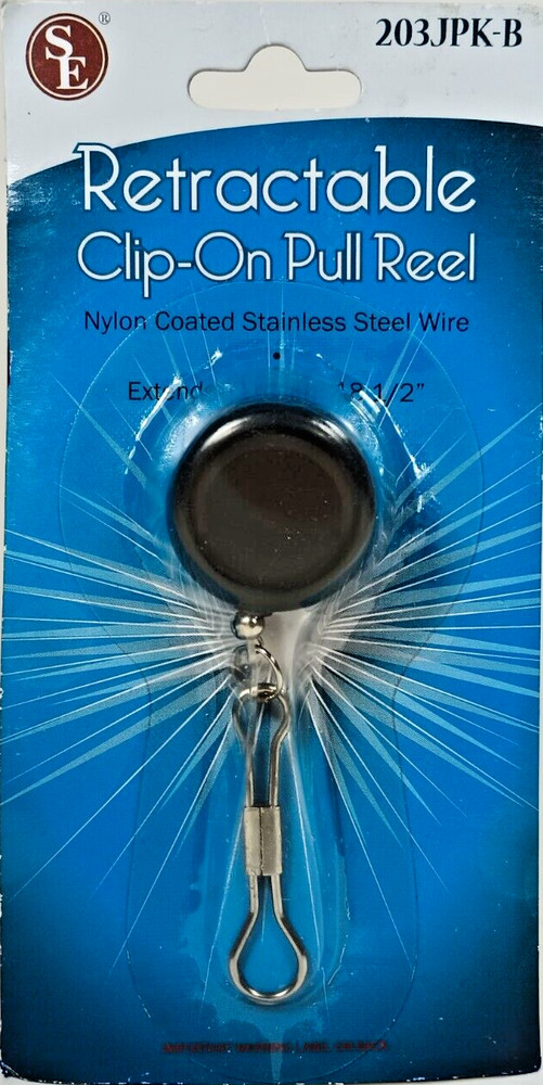 SE Retractable Clip-On Pull Reel. Extends 18.5″.