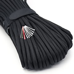 Survival Paracord Parachute Fire Cord Survival Ropes Red 100 Feet Black-100ft