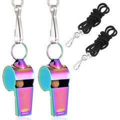 2 Piece Stainless Steel Whistle, Colorful Referee Whistle, Metal Whistle with…