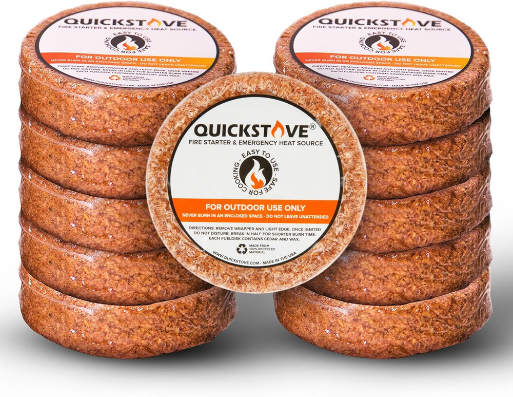 Fire Starters (10 Pack) – Waterproof Emergency Fuel Disks for Camping Essentials