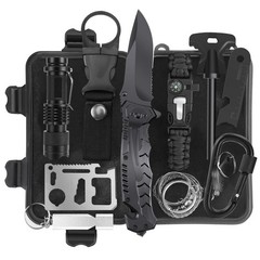 Gearedt Survival Kit, 16 in 1 Professional Gear Tool Emergency Black