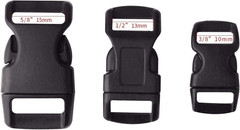 60 pcs -5/8, 1/2, and 3/8 inch Black Plastic Contoured Side Release Buckles For