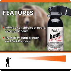 Feloiy Bear Spray w/ Holster, 16 oz Cans, 35 ft Range, NEW