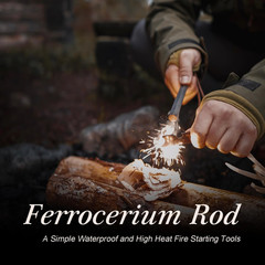 2 Pack Ferrocerium Rod Fire Steel,3/8×4 Inch Ferro Rod Fire Starter,Camping Fire