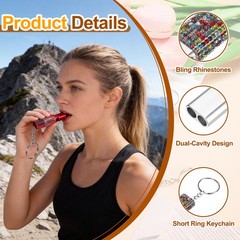 Bling Whistle, 2 Pcs&3colors/Multicolor Rhinestone/ Silver&Black Whistle