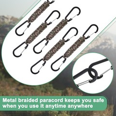 5-Pack Braided Paracord with Clips, 7.9 Inch Paracord Lanyard[Green Camouflage]