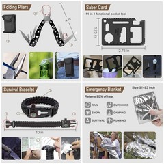 238Pcs Emergency Survival Kit and First Aid Large, B-Black(Included Shovel)