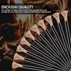 10 Pcs Tinder Fire Starter Rope with 10 Pcs Survival Wick Cord Tinder Aluminum