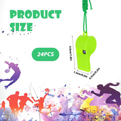 24PCS Plastic Sports Whistles Coaches Whistle with Loud Crisp, Whistle with Lany