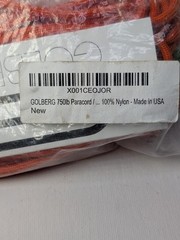 GOLBERG 750 lb Orange Paracord Rope 100% Nylon Made in USA New Survival Camping