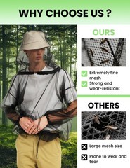 Outdoor Mosquito Jacket Mesh Net Bug Hooded Suit Body Protection