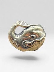 White Brass Whale Lanyard Bead EDC Paracord Knife Charm Pendant Collectible