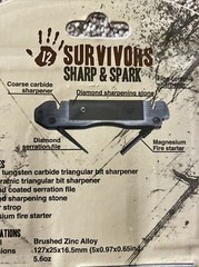 NEW 12 Survivors Sharp & Spark 6-In-1 Knife Sharpener & Fire Starter Tool SP $25