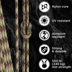 Teceum Paracord Type Iii 550 Camo 100 Ft 4Mm Tactical Rope Mil-Spec Outdoor