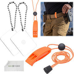 2X Survival Whistle and 2X Signal Mirror – Outdoor Survival Kit Rescue Flash