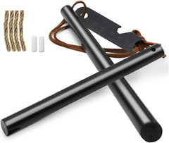 2-Pack Ferro Rod Fire Starter Kit w/6-in-1 Tool & Tinder – Survival Camping