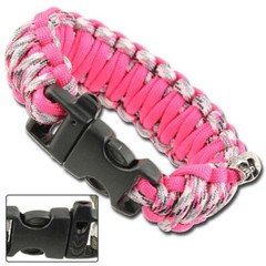 Emergency Paracord Bracelets, Survival Bracelet with Whistle – Double Pink