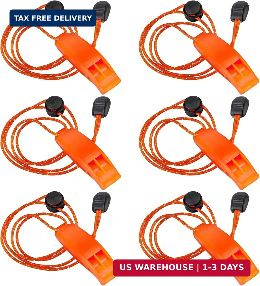 6Pcs Emergency Whistle Survival Whistles Loud Marine Safety Whistle with