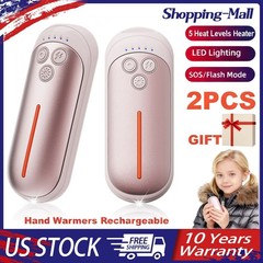 Gift Pocket Rechargeable Hand Warmers Pink 5 Heating LED/SOS/Strobe In/Outdoor-2