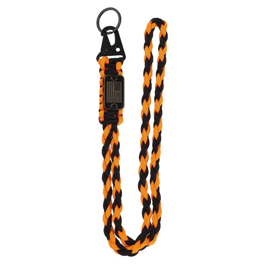 Paracord Lanyard, Strong Lanyard with USA Flag, Orange and Black