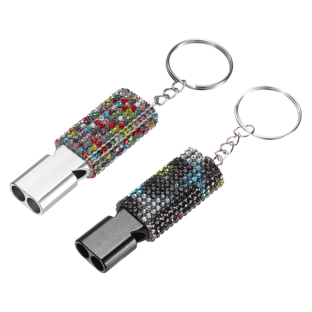 Bling Whistle, 2 Pcs&3colors/Multicolor Rhinestone/ Silver&Black Whistle
