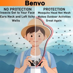 Mosquito Head Net Mesh, Neck Fly Netting Hood from Bugs Gnats Noseeums Screen…