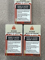 Pine Mountain Matches 3 packs of 12 (75 matches) Windproof waterproof