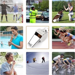 Metal Referee Coach Sports Whistle Extra Loud Whistle with Black Lanyard for Sch
