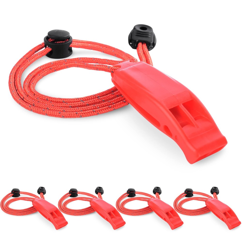 4 Pcs Emergency Whistles with Lanyard for Swimming Kayaking Hiking Camping