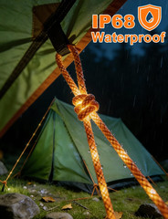 660 LB Strength Camping Rope, 12FT Paracord, 2-In-1 LED Light Guy Line | 30 Leds