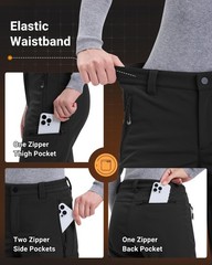 33,000ft Womens Waterproof Hiking Pants Fleece-Lined Snow 12 Short, Black