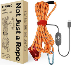 660 LB Strength Camping Rope, 12FT Paracord, 2-In-1 LED Light Guy Line | 30 Leds