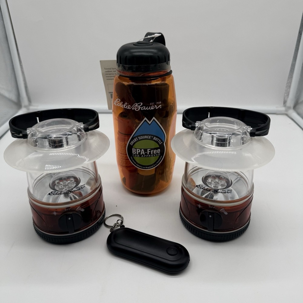 Eddie Bauer Essential Survival Kit Water Bottle Lantern Whistle Compass Set