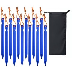 Keovoker 12 Pack Tent Stakes, 7-inch Ultralight Aluminum Ground Pegs Blue