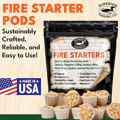 Superior Trading Fire Starter Pods in Resealable Packs – Fire Starters for Campf