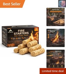 72 PCS Fire Starters – Natural Fire Starter Sticks for Fireplace, Fire Pit, G…