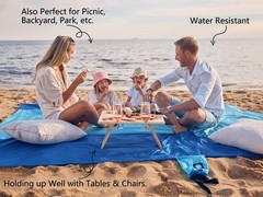 Beach Blanket Sandproof Waterproof, Extra Large Beach Mat, Oversized & Compact