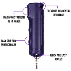 POLICE MAGNUM Keychain Pepper spray Self Defense- 1 Pack .50oz Purple Flip Top