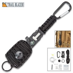 Paracord Fishing Kit Carabiner Survival Emergency Camping Fire Starter Set