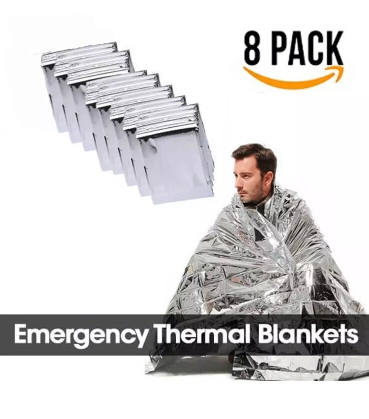 8 Pack Emergency BLANKET Thermal Survival Safety Insulating Mylar Heat 84″ X52″