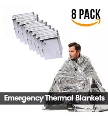 8 Pack Emergency BLANKET Thermal Survival Safety Insulating Mylar Heat 84″ X52″