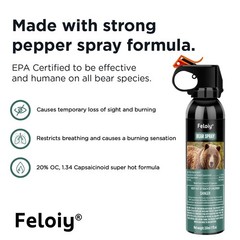 Feloiy ULTRA HOT BEAR Deterrent Repellent Spray 11oz w/ Holster ALL SPECIES US