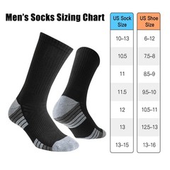 JOYNÉE 8 Pair Mens Thick Cushioned Athletic Crew Socks Large, Black (8 Pairs)