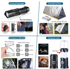 254-in-1 Survival & First Aid Kit with Tools for Camping/Hiking Emergencies