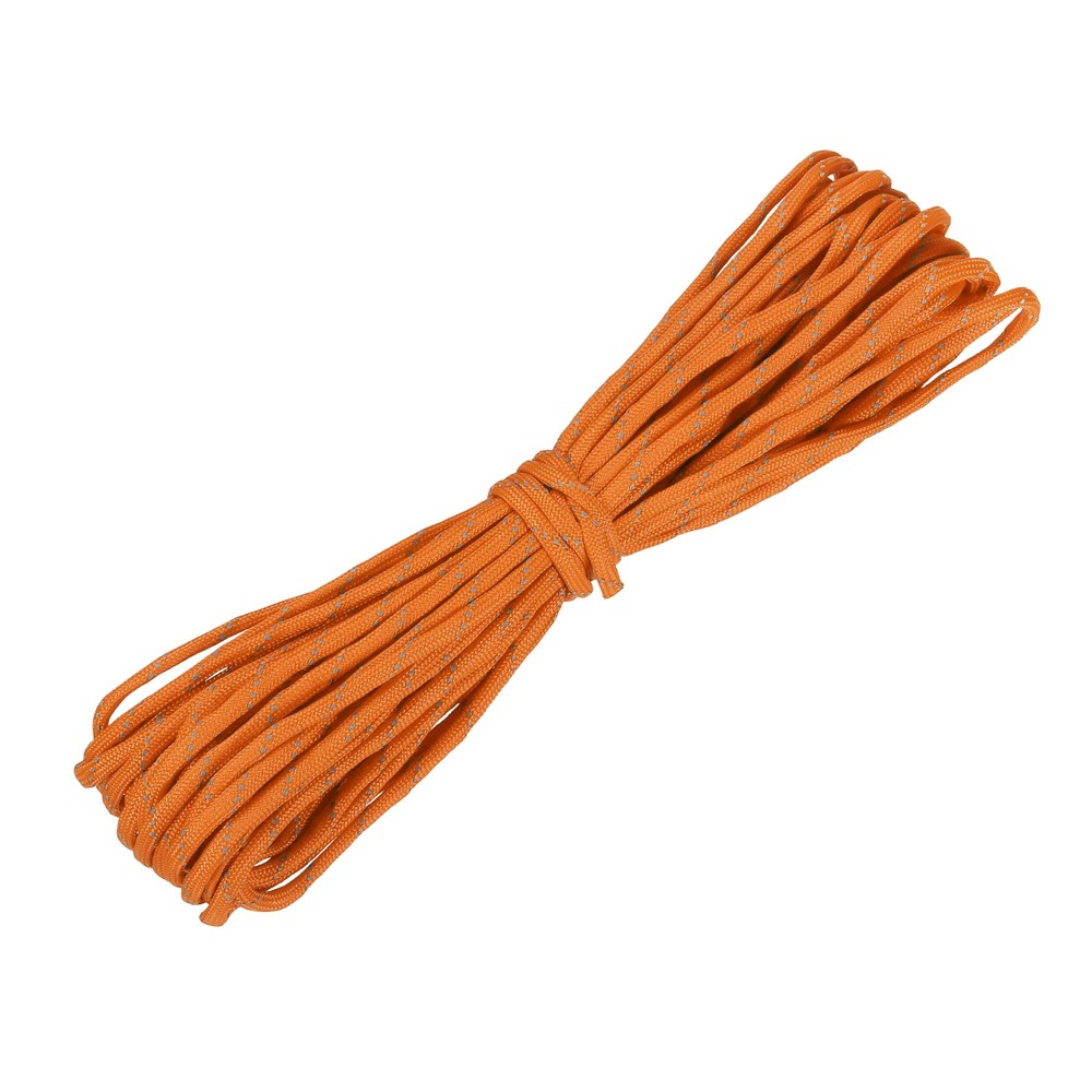 Reflective Fluorescent Paracord Rope 4mm 49 ft for Camping (Orange)