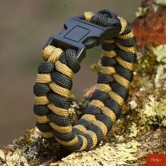 Men’s Survival Paracord Bracelet Black Khaki 6.75″ Wrist Handmade USA (185)