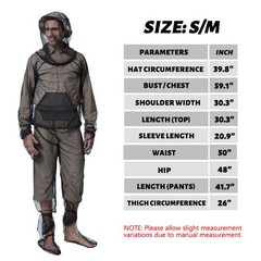 Unisex Mosquito Suit Net Bug Mesh Pant & Jacket with Hood for Outdoor Protection